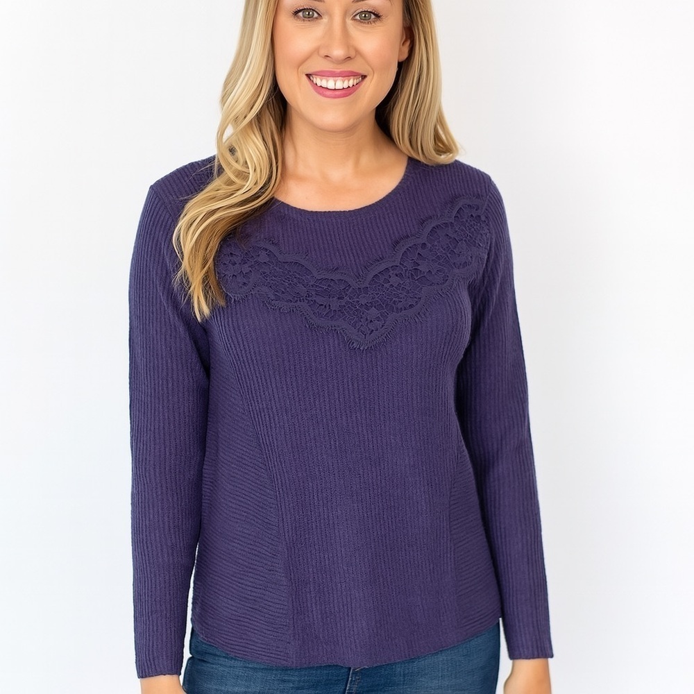 Elle Purple Sweater Blouse Small